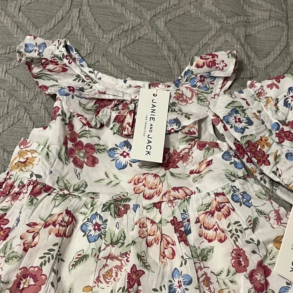 Janie and Jack White Floral Sundress with Matching Hat